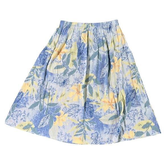 Vintage 80s Southern Lady Tropical Print Skirt Set Size 14 Cottage Teacher Retro - Picture 6 of 9